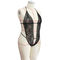 5XL Deep V Floral See Through Teddy With Attached Garters